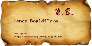 Mencs Boglárka névjegykártya